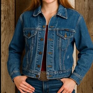 Vintage Wrangler Denim‎ Jacket 70's Size 38 Made in USA Blue Jean Trucker Coat